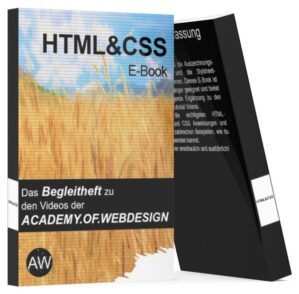 HTML & CSS E-Book Cover mit Weizenfeld-Motiv, Begleitheft zu Academy of Webdesign Videos