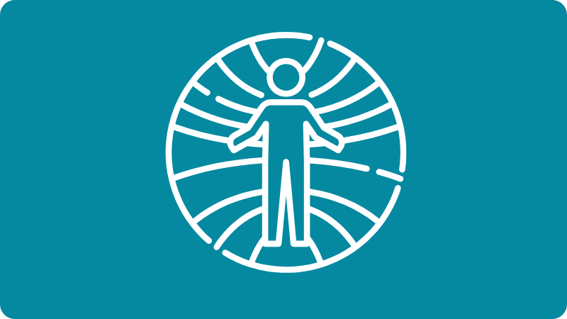 Hui Chun Gong Online-Kurs Verjüngung Pur von Waltraud Bogdanski 8 Weiße Figur in Meridian-Kreisen auf türkisem Hintergrund, ganzheitliches Energie-Symbol