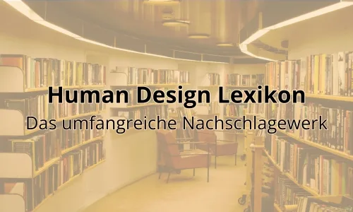 Human Design Lexikon Banner mit Bibliotheks-Hintergrund