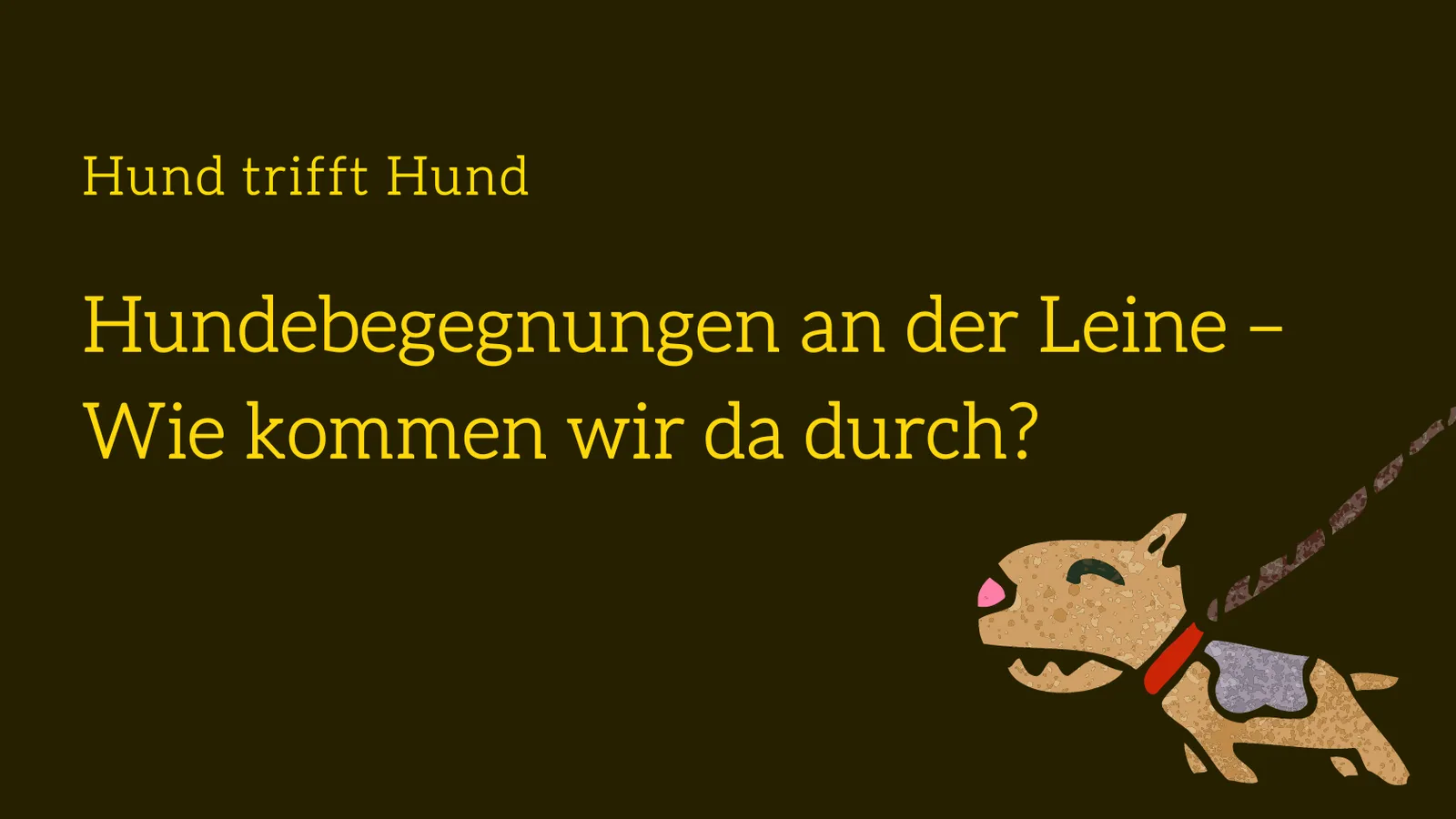 Hundebegegnungen an der Leine – Webinar für Hundehalter 2 Hero-Banner zum Videokurs Hundebegegnungen an der Leine mit Illustration eines Hundes an der Leine