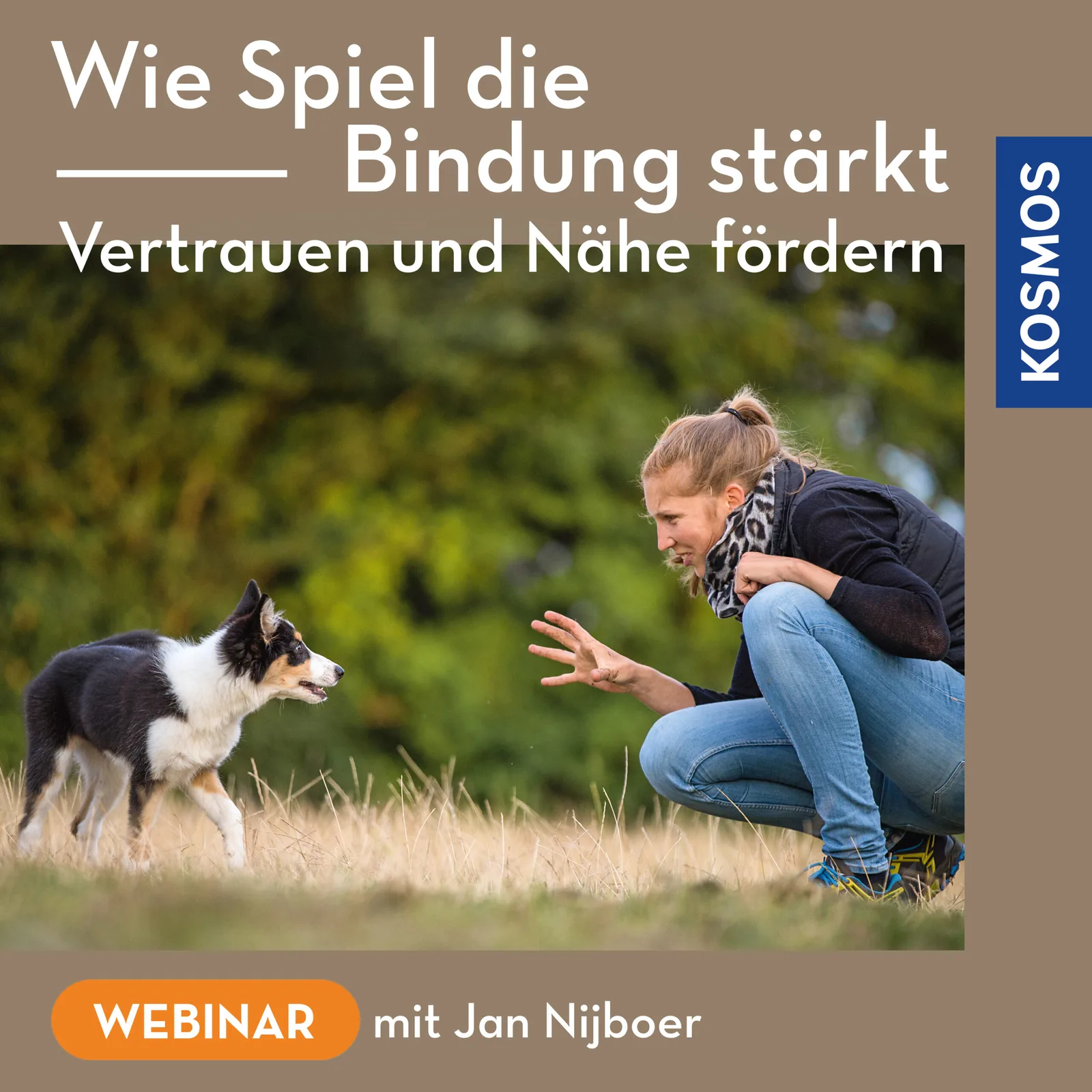 Hundebegegnungen an der Leine – Webinar für Hundehalter 1 KOSMOS Webinar-Cover: Wie Spiel die Bindung stärkt mit Kind und Hund spielend