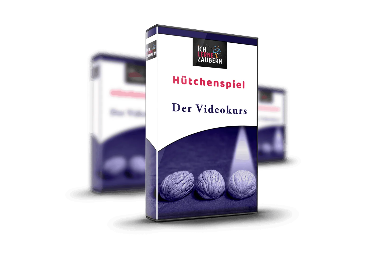 DVD-Cover Hütchenspiel Videokurs von ich-lerne-zaubern.de mit drei Gehirnen