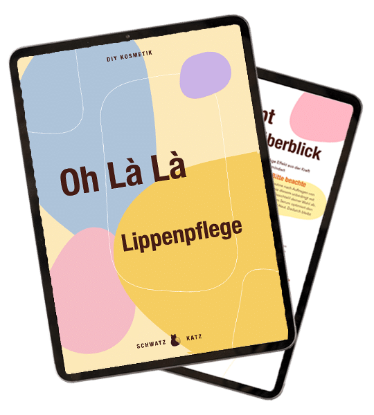 Hyaluron Lippenpflege »Oh là là« – Rezept-E-Book zum Selbstrühren 1 E-Book-Cover Oh là là Lippenpflege auf Tablet-Mockup mit DIY Kosmetik Design