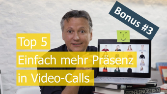 Bonus 3 mit Mann und Video-Call-Teilnehmern auf Bildschirm