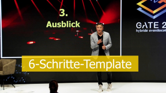 Cristián Gálvez präsentiert 6-Schritte-Template auf Bühne
