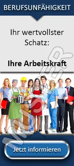 i-talk24 Werbebanner für Finanzdienstleister 4 Vertikales Werbebanner mit Berufsgruppen-Fotos und Berufsfähigkeits-Thema