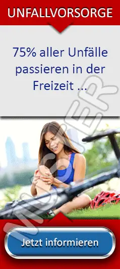 i-talk24 Werbebanner für Finanzdienstleister 6 Vertikales Werbebanner mit Frau mit Armverband und Unfallversicherungs-Thema