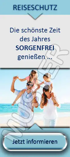 i-talk24 Werbebanner für Finanzdienstleister 9 Vertikales Werbebanner mit Familie am Strand und Reiseschutz-Thema