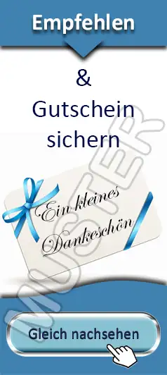 i-talk24 Werbebanner für Finanzdienstleister 16 Testimonial-Banner mit blauer Kopfzeile, Geschenkgutschein-Grafik und hellblauem Button