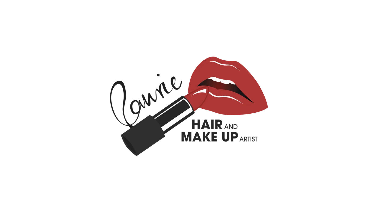 Logo Laurie Hair and Makeup Artist mit rotem Lippenstift