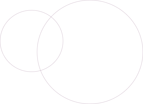 Zwei sich überlappende Kreise in minimalistischem Design auf weißem Hintergrund