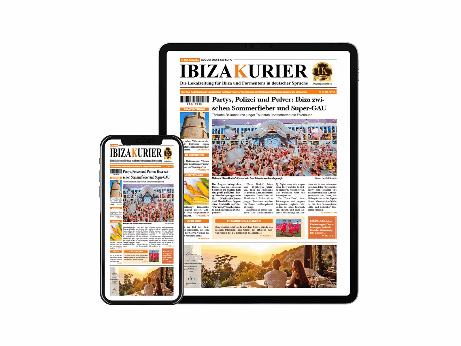 IBIZA KURIER Digitalausgabe auf Smartphone und Tablet mit Artikel Partys Polizei Pulver