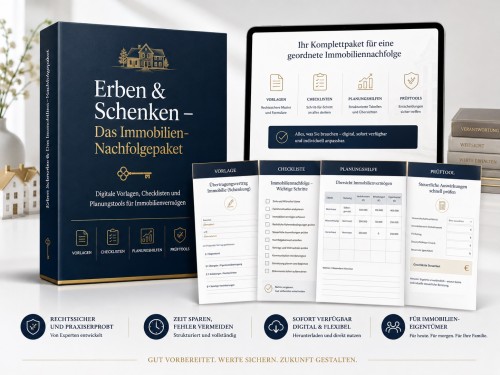 Produktpaket Erben & Schenken mit Buch, Tablet und Checklisten-Mockup