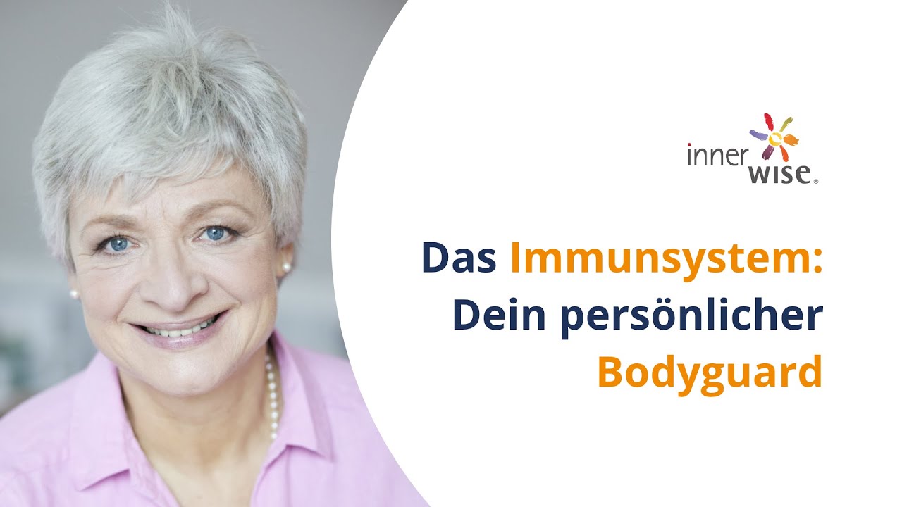 Dr. med. Adelheid Grünewald in rosa Bluse mit Text 'Das Immunsystem: Dein persönlicher Bodyguard' und innerwise Logo