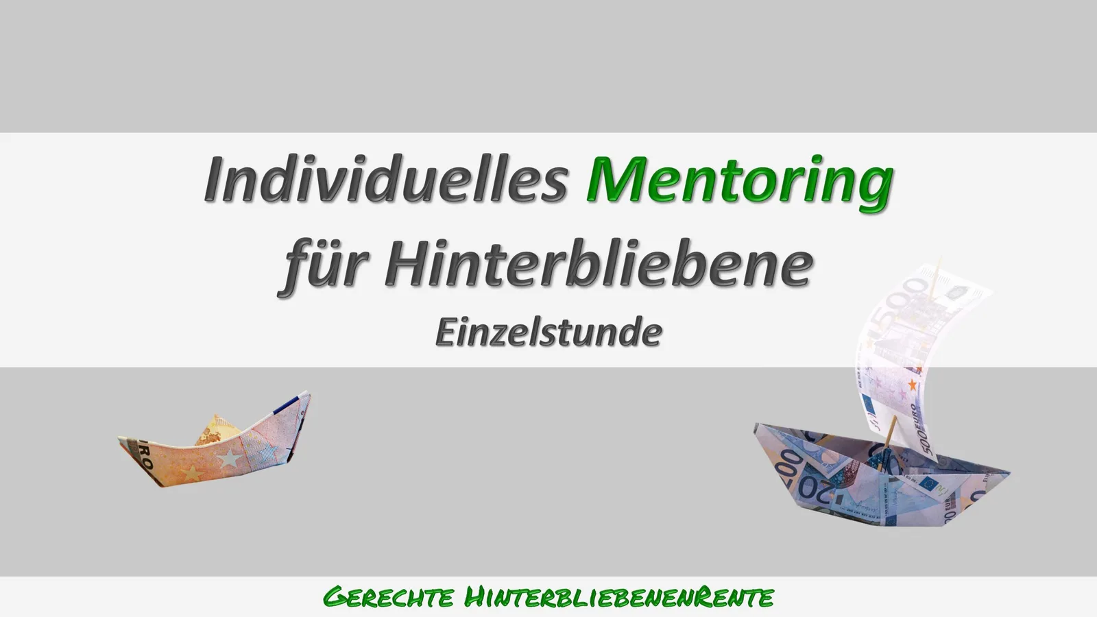 Individuelles Mentoring Einzelstunde Banner mit Papierbooten aus Geldscheinen
