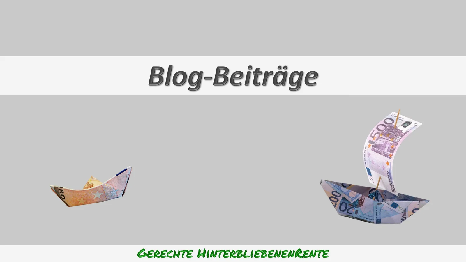 Blog-Beiträge Banner mit Geldschiff-Illustrationen und Banknotenmotiven
