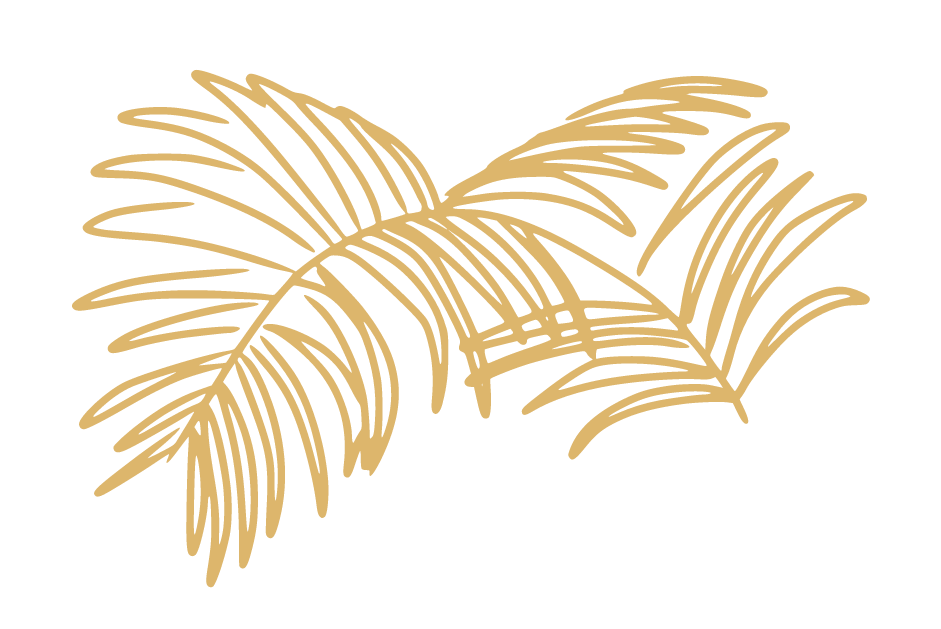 Doppeltes goldenes Palmenwedel-Motiv als dekorative Grafik