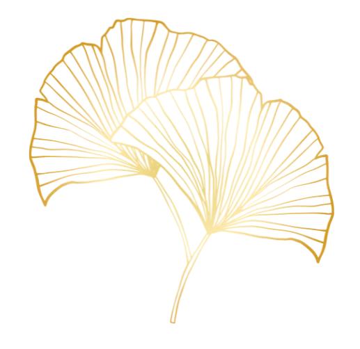 Goldene Ginkgo-Blätter als dekorative Line-Art-Illustration