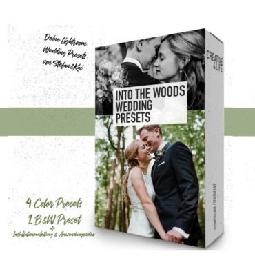 Produktbox Into The Woods Wedding Presets mit Hochzeitspaar-Foto, 4 Color Presets, 1 B&W Preset