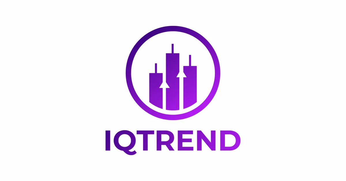 IQTrend Logo mit purple Candlestick-Icon im Kreis und Schriftzug