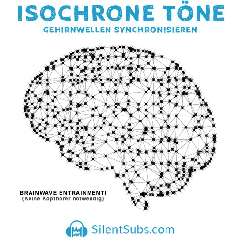 Isochrone Töne Komplettpaket Hero-Image mit Gehirn-Grafik und Brainwave Entrainment Text