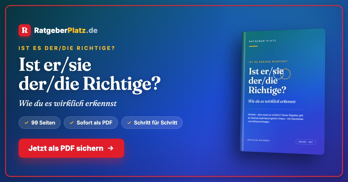 Cover des E-Books Ist er/sie der/die Richtige? von Ratgeberplatz mit Ratgeber-Design