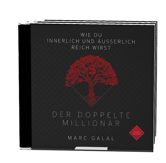 Hörbuch-Cover Der doppelte Millionär mit rotem Baum-Logo auf schwarzem Hintergrund, CD-Boxen-Design