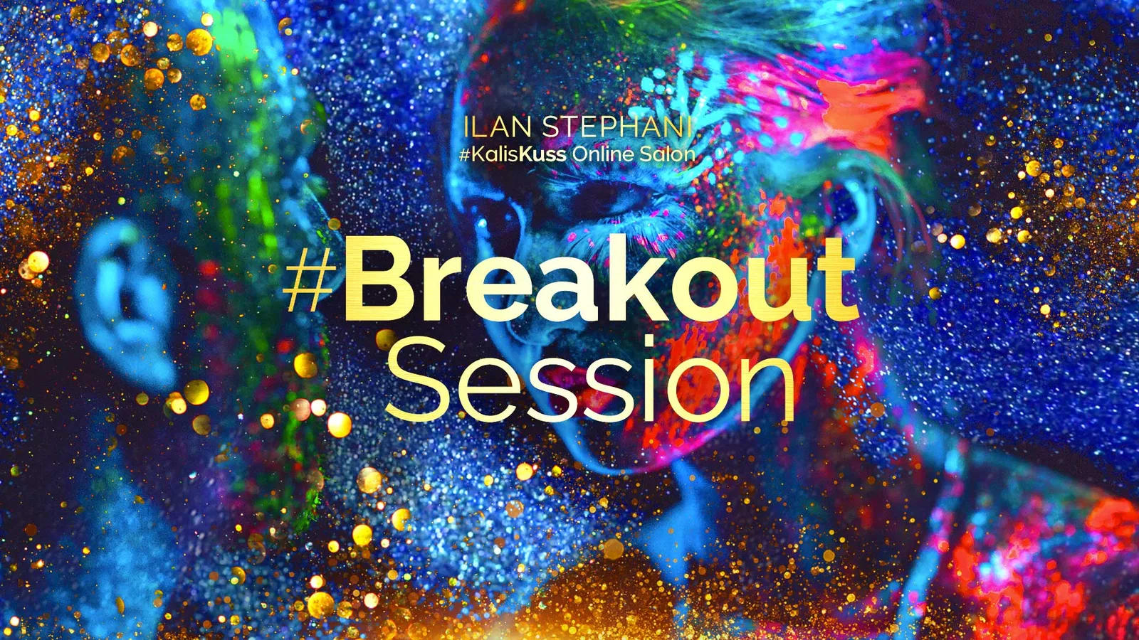 Mehrfarbige abstrakte Lichteffekte, #Breakout Session in Gelb, Online Salon Branding