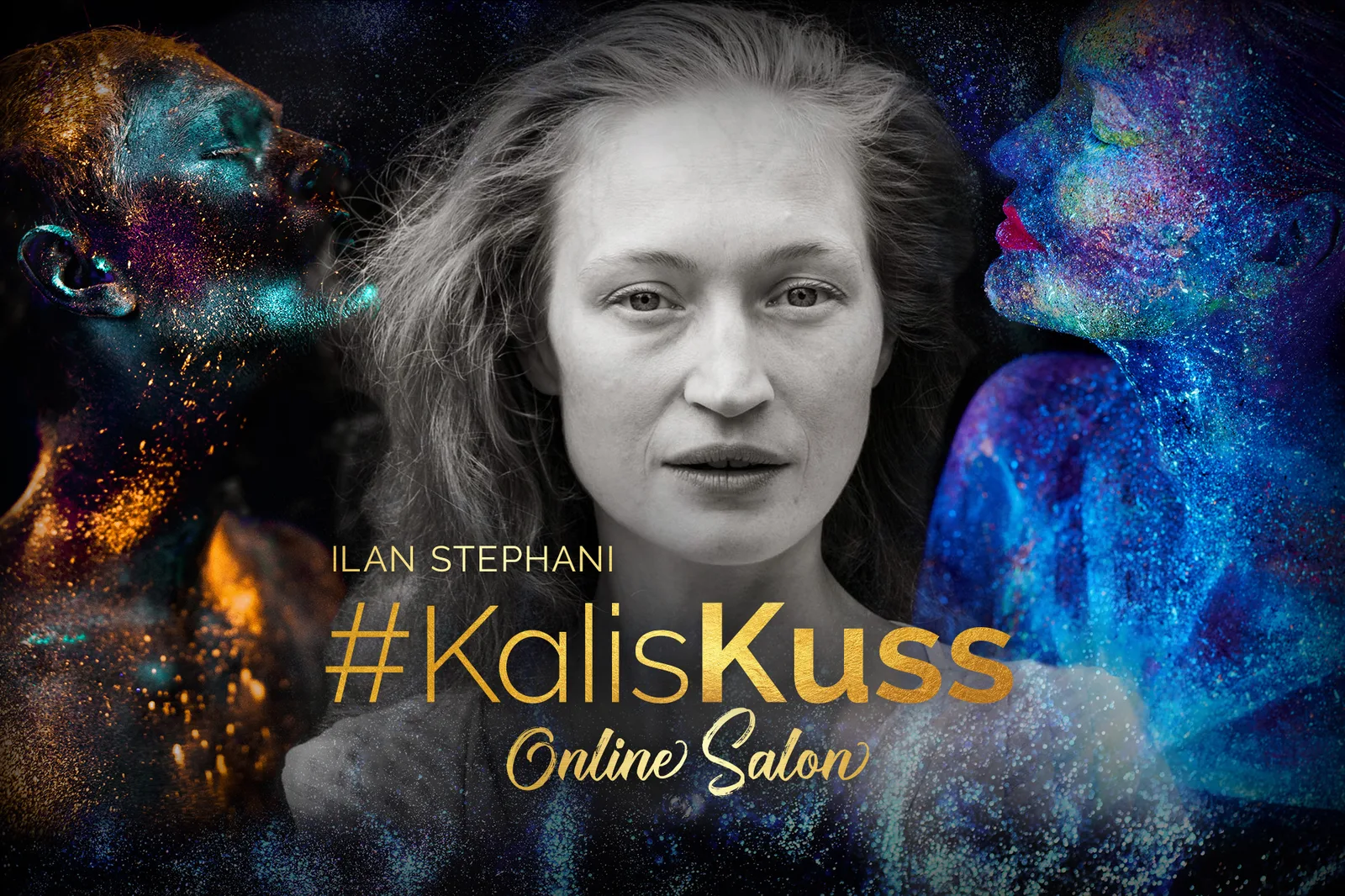 Porträt Ilan Stephani mit bunten Lichteffekten, #KalisKuss Online Salon