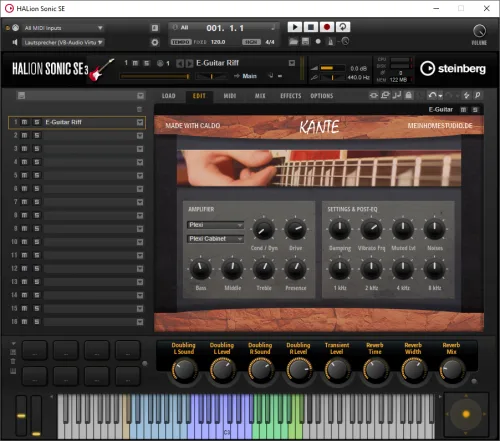 Kante für HALion Sonic SE 3 – Rock-Preset-Bibliothek von Paul Marx 7 Kante Plugin für HALion Sonic SE 3 mit Gitarren-Interface und Reglern