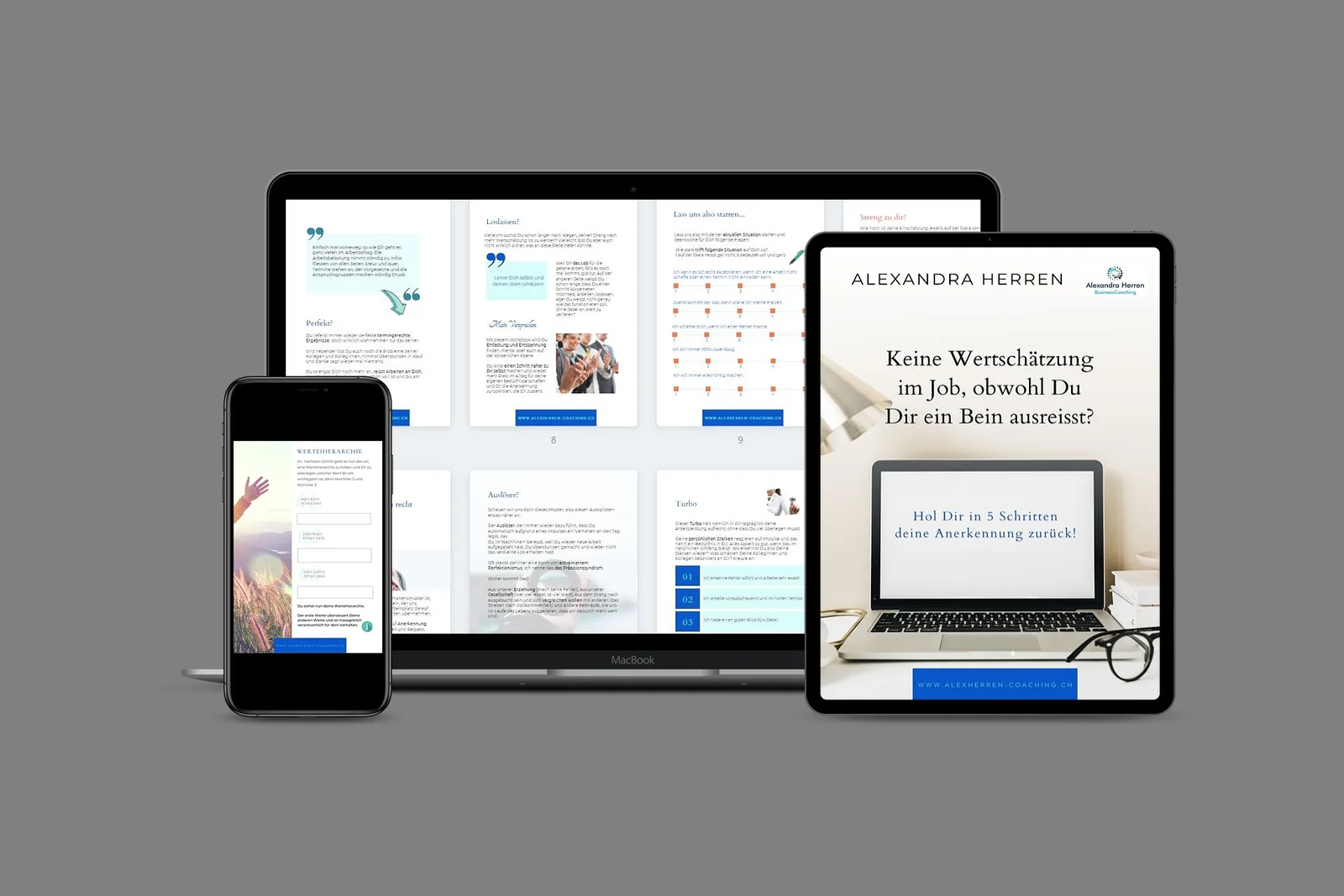 Workbook Werte im Job von Alexandra Herren auf verschiedenen Geräten: Desktop, Tablet und Smartphone
