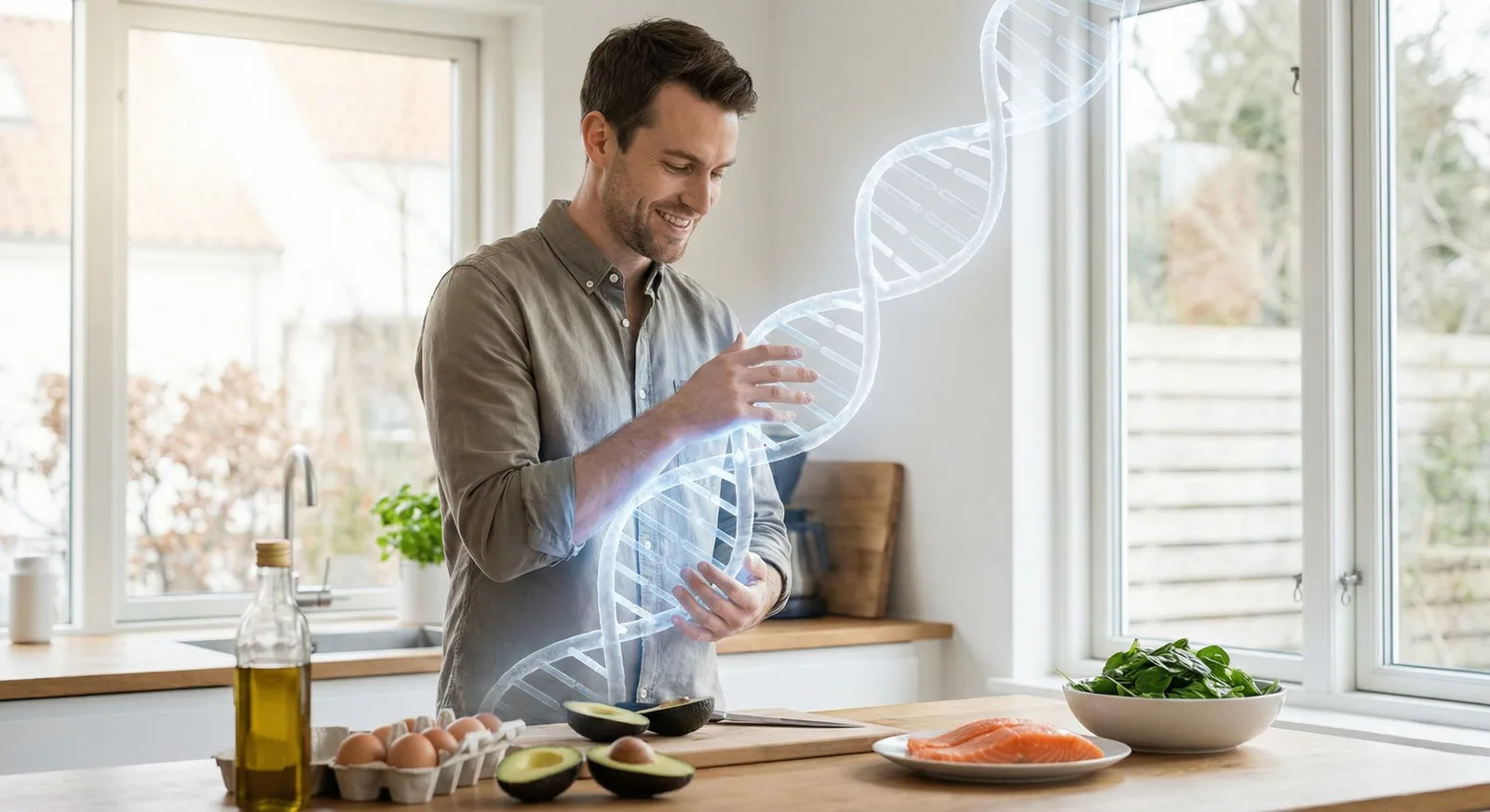 Man preparing DNA-matched nutrition