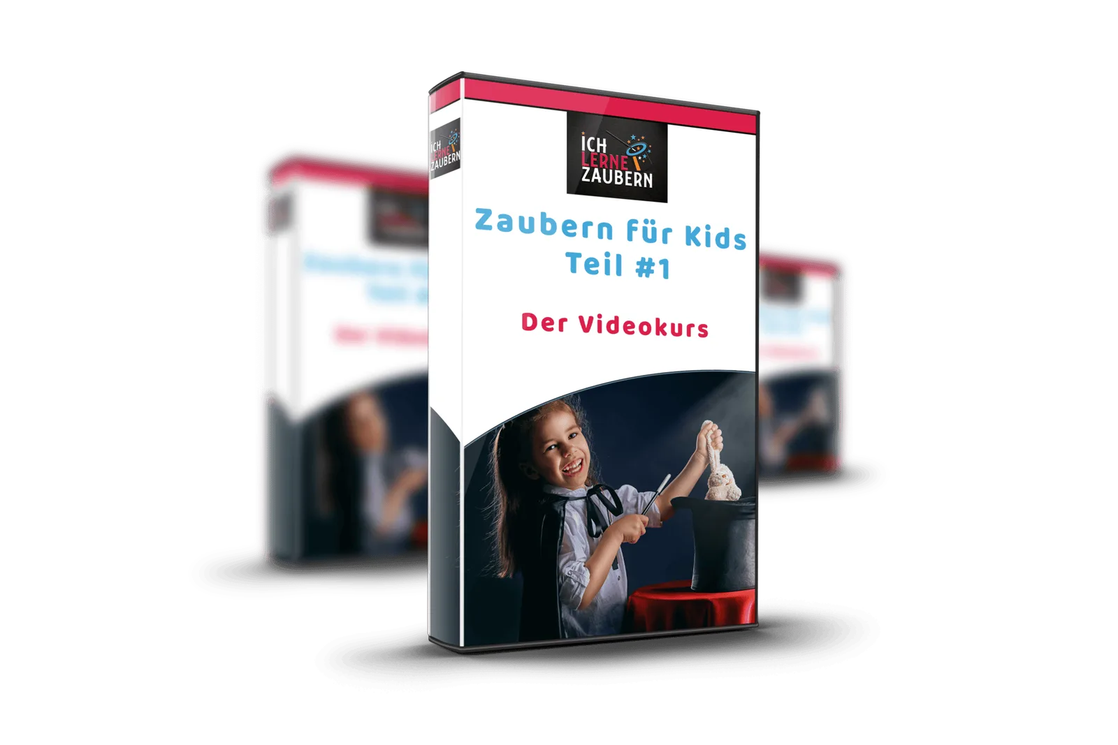Zaubern für Kids Teil #1 Videokurs DVD-Cover mit lachendem Mädchen und Zaubertrick