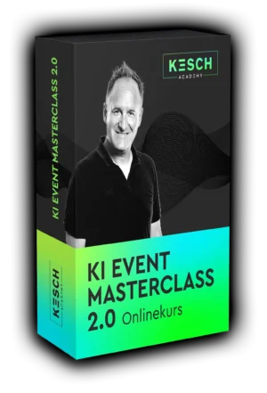 Produktverpackung KI Event Masterclass 2.0 Onlinekurs mit Thomas Kenyeri Porträt