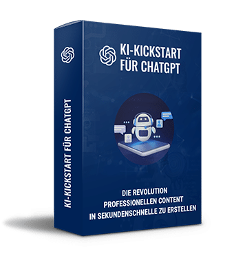KI-Kickstart für ChatGPT 3D-Produktcover in Blau mit weißem Logo und Roboter-Symbol, verkleinerte Version