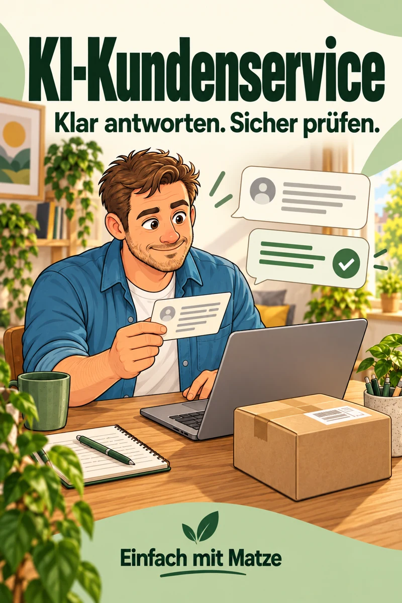 E-Book-Cover KI-Kundenservice mit Mann am Schreibtisch, der Dokumente prüft