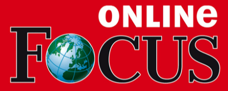 Online Focus Logo mit Globus und rotem Hintergrund