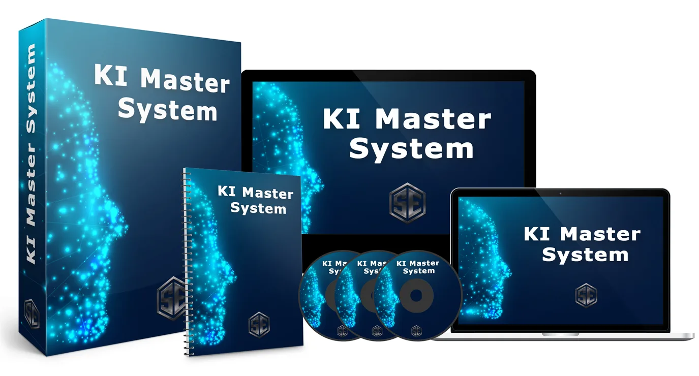 KI Master System Produktpaket mit Box, Buch, DVDs und Bildschirmen