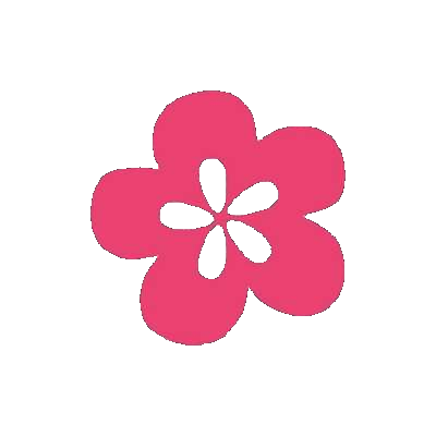 Rosa Blüten-Logo mit fünf Blättern und weißem Kern