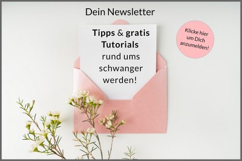 Newsletter-Anmeldungs-Banner mit offenem Umschlag und Blumen, Text zu Tipps und Tutorials
