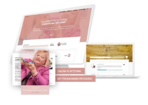 Mockup der Dogtisch Academy Website für Kinesiotaping Online-Kurs mit mehreren Geräteansichten