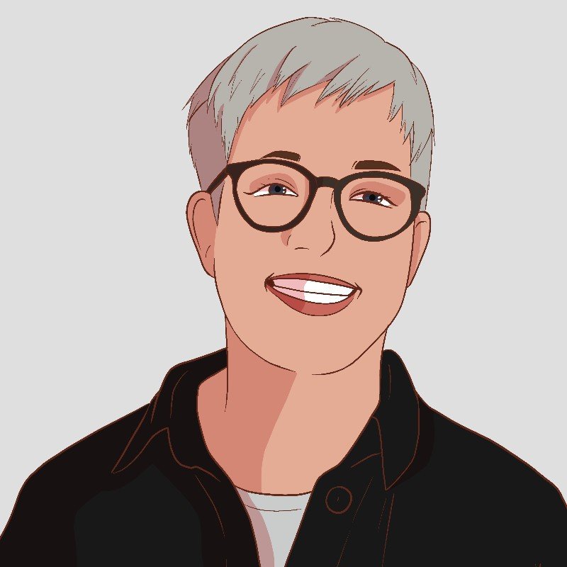 KINews24 Academy – KI-Coaching für Teams von Oliver Welling 5 Illustration Dr. Bettina Kähler, Frau mit grauem Haar und Brille