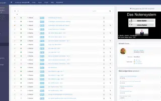 Screenshot Lektionsübersicht mit Tabelle aller Lektionen und Zugriffsstatus