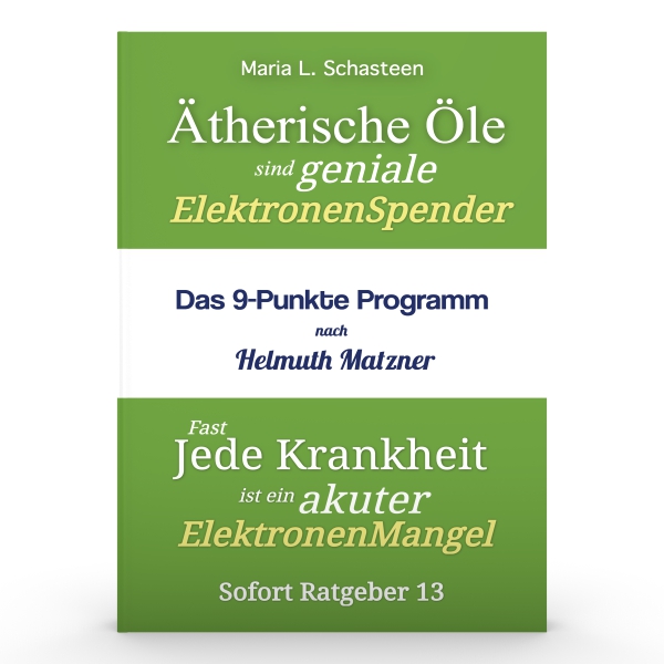 Mockup-Cover eines Sofort Ratgebers über ätherische Öle und das 9-Punkte-Programm nach Helmuth Matzner