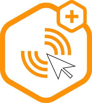 Klick-Tipp Manager Enterprise – Software für E-Mail-Marketing 3 Klick-Tipp Manager Icon mit Schild, Plus-Symbol, Funksignal und Cursor-Grafik