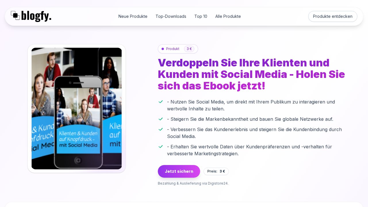 Klienten und Kunden auf Knopfdruck mit Social Media – Ansicht der Verkaufsseite