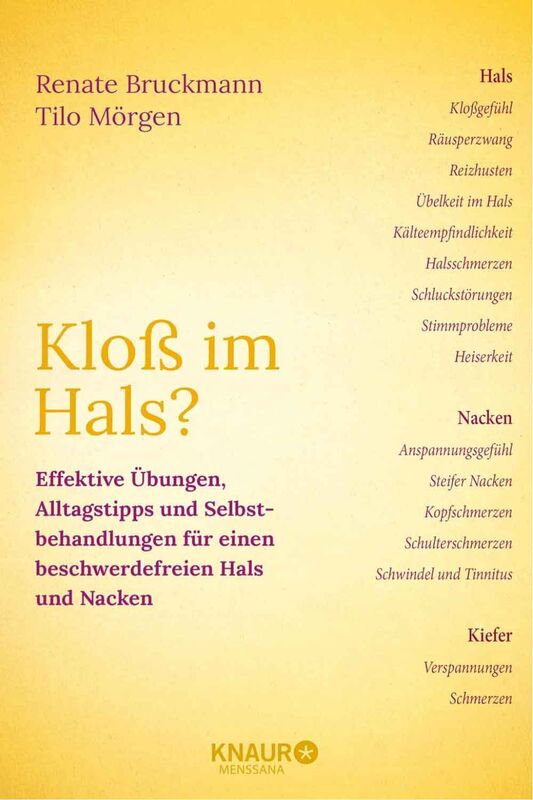 Buchcover Kloß im Hals mit gelbem Hintergrund, Autoren Renate Bruckmann und Tilo Mörgen, KNAUR Menssana Verlag