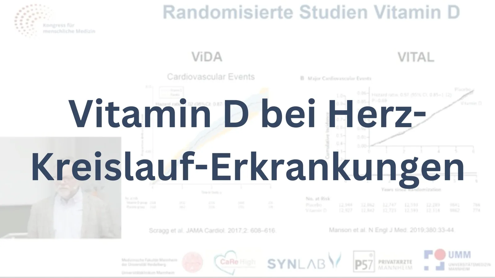 Titelfolie zu Vitamin D bei Herzkreislauf-Erkrankungen mit Studiendiagrammen im Hintergrund