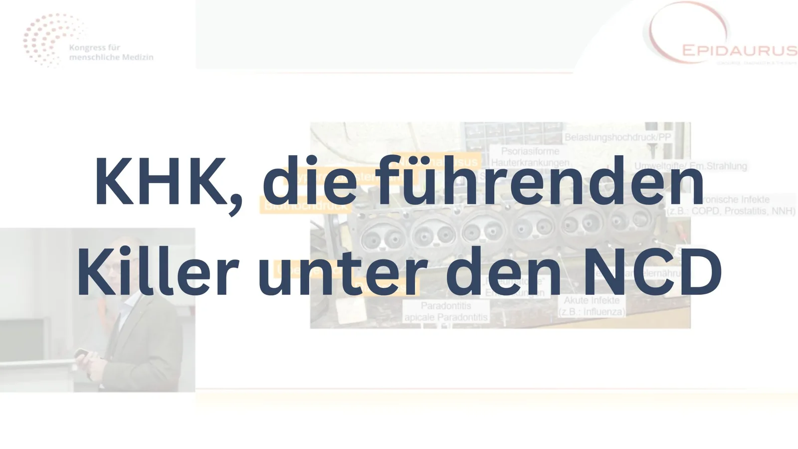 Titelfolie 'KHK, die führenden Killer unter den NCD' mit medizinischem Hintergrund und Statistiken