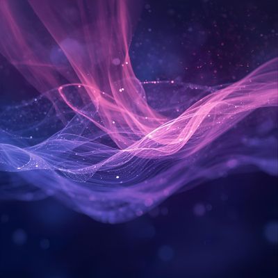 KNOR – Frequenzprogramm für Knochen von Maria Langmayr 6 Abstrakte Energiewelle in Violett und Blau mit Lichtpartikeln und fließenden Strukturen